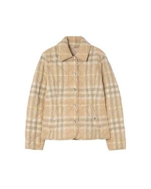 Burberry Check Quilted Cotton Twill Jacket - Natural