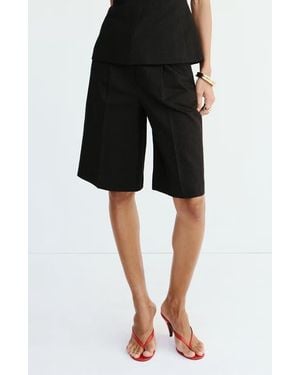 Mango Straight Linen Blend Bermuda Shorts - Black