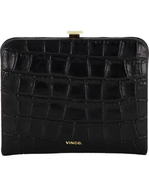 Vince Croc Embossed Frame Wallet - Black