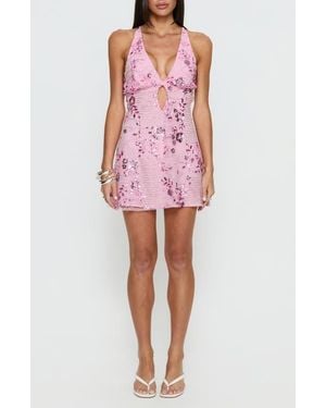 Princess Polly Steffie Floral Beaded Strappy Minidress - Red