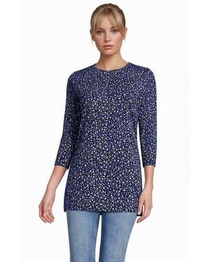 Lands' End 3/4 Sleeve Cotton Supima Tunic - Blue