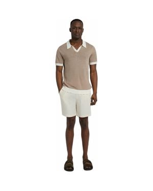 Onia Linen Johnny Collar Polo Sweater - Brown