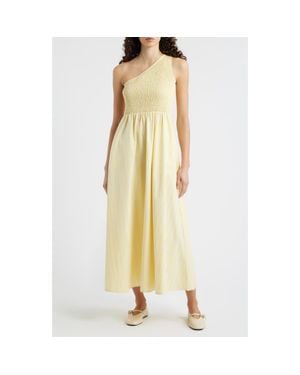 FRNCH Selkie One-Shoulder Organic Cotton Fit & Flare Dress - Yellow