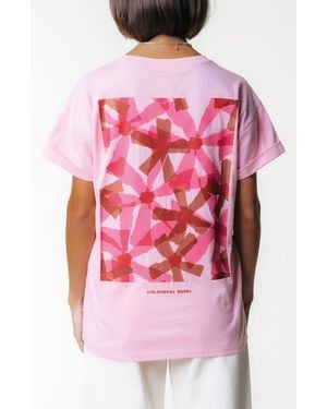 Colourful Rebel Flower Square Boxy Tee - Pink