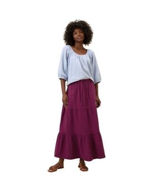 Pact Organic Cotton Coastal Double Gauze Tiered Maxi Skirt - Purple