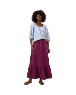 Pact Organic Cotton Coastal Double Gauze Tiered Maxi Skirt - Purple