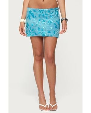 Edikted Asher Sequin Beaded Low Rise Miniskirt - Blue