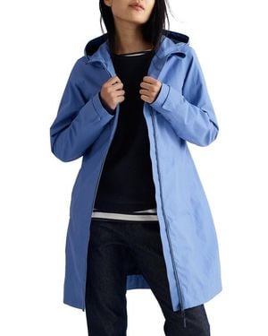 Seasalt Cornwall Coverack Waterproof Organic Cotton Blend Raincoat With Removable Hood - Blue