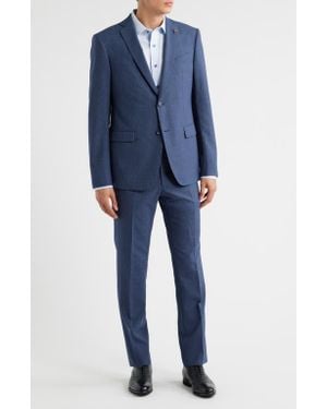 John Varvatos Bleecker Microcheck Wool Blend Suit - Blue