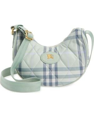 Burberry Horseshoe Check Quilted Twill Crossbody Bag - Blue