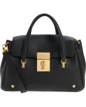 Thom Browne Small Bolton Soft Pebble Grain Leather Top Handle Bag - Black