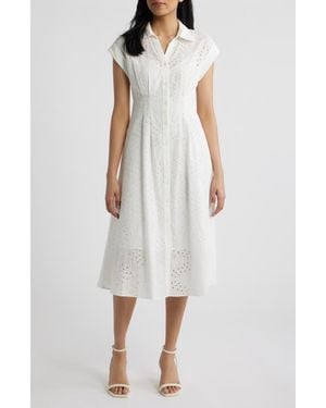 Julia Jordan Cotton Broderie Anglaise Shirtdress - White
