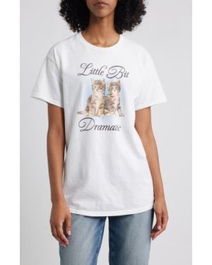 Junk Food Little Bit Dramatic Cotton Graphic T-Shirt - White