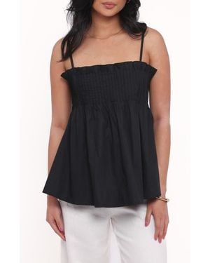 Petal & Pup Carson Pintuck Pleat Cotton Camisole - Black