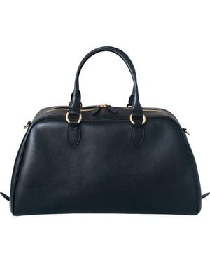 HYER GOODS La Via Italian Leather Weekender Bag - Blue