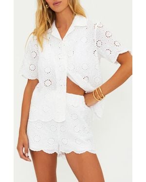 Beach Riot Lexie Cotton Eyelet Cover-Up Shirt - White