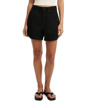 Cotton On High Waist '90S Denim Shorts - Black