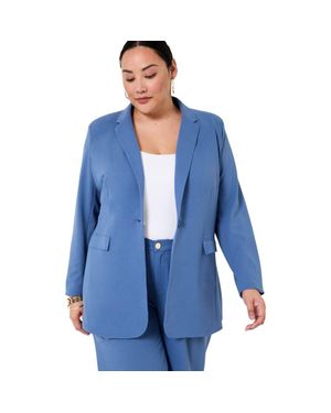 June + Vie Smooth Classic Blazer - Blue