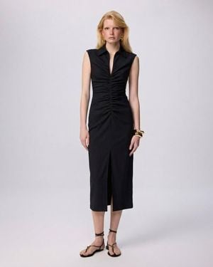 Theo the Label Thetis Techno Ruched Front Dress - Black