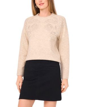 Vince Camuto Bead Detail Crewneck Sweater - Black