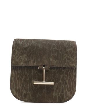 Tom Ford Mini Tara Animal Print Suede Crossbody Bag - Gray