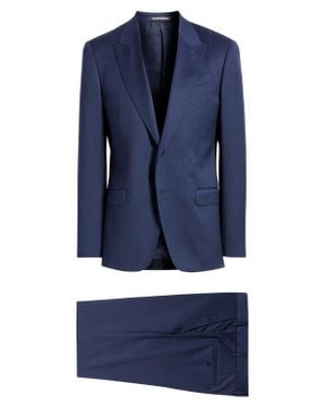 Emporio Armani G-Line Peak Lapel Wool Herringbone Suit - Blue