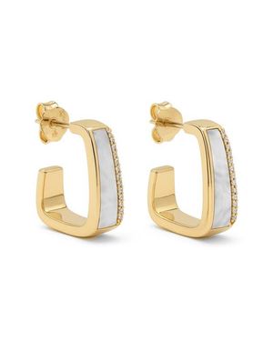 Argento Vivo Mother-Of-Pearl Angular Huggie Hoop Earrings - Metallic