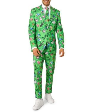 Opposuits X Minecraft Slim Fit Two-Piece Suit & Tie Set - Green