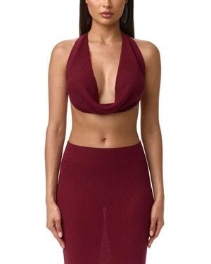 Naked Wardrobe Knit Crop Top - Red