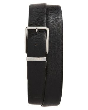Canali Reversible Leather Belt - Black