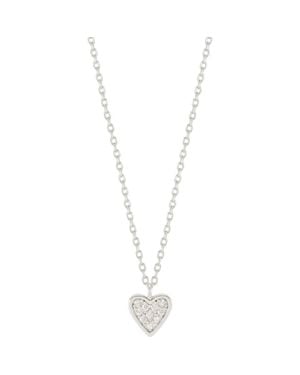 Estella Bartlett Pavé Crystal Mini Heart Charm Necklace - Metallic