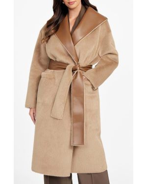 Marciano Ines Reversible Faux Leather & Faux Fur Coat - Natural