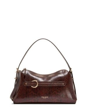 Cole Haan Vivianne Snake Embossed Leather Shoulder Bag - Brown