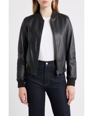 Frye Classic Leather Bomber Jacket - Black