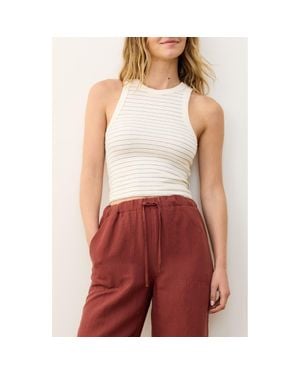 Marine Layer Lexi Sun-In Stripe High Neck Crop Rib Tank - Red