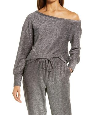 Halogen® One-Shoulder Metallic Top - Gray