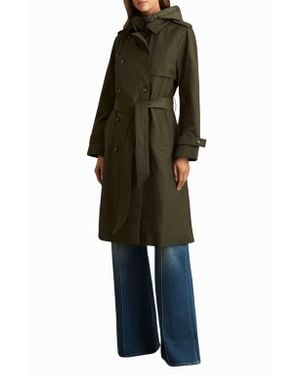 Reiss Azura Hooded Double Breasted Trench Coat - Green