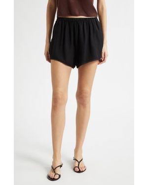 Posse Priscilla Lace Trim Silk Shorts - Black