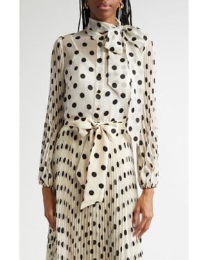 Zimmermann Polka Dot Chiffon Tie Neck Blouse - Multicolor