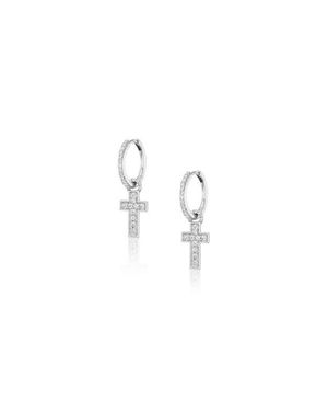Sheryl Lowe Diamond Cross Charm Earring - Blue