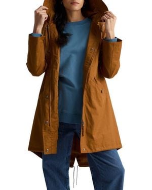 Seasalt Cornwall Seafaring Waterproof Linen & Organic Cotton Hooded Coat - Blue