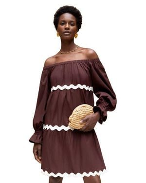 Ro&zo Bardot Contrast Trim Dress - Red