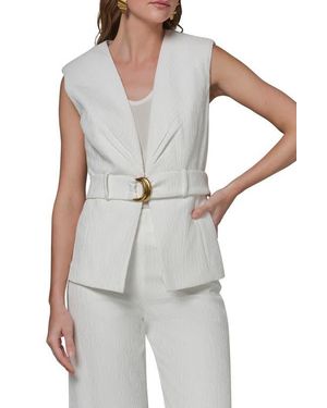 Donna Karan Belted Vest - White
