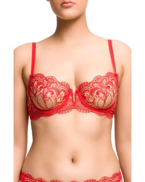 Dita Von Teese Nom De Plume Velvet Trim Underwire Balconette Bra - Red