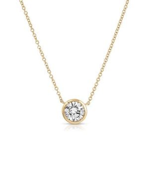 EF Collection Lab Grown Diamond Solitaire Floating Bezel Pendant Necklace - Metallic