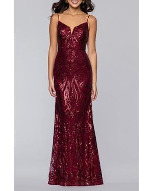 Blondie Nites Sequin Gown - Red