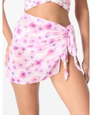 Carmen Marc Valvo Short Bead Mesh Pareo Cover Up - Pink