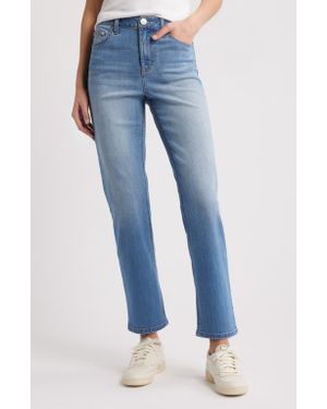 1822 Denim Cheeky Heart Pocket High Waist Straight Leg Jeans - Blue