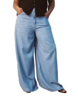 Mango Mid Rise Palazzo Jeans - Blue