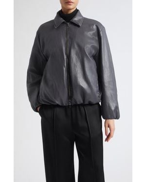 Herno Faux Leather Bomber Jacket - Black